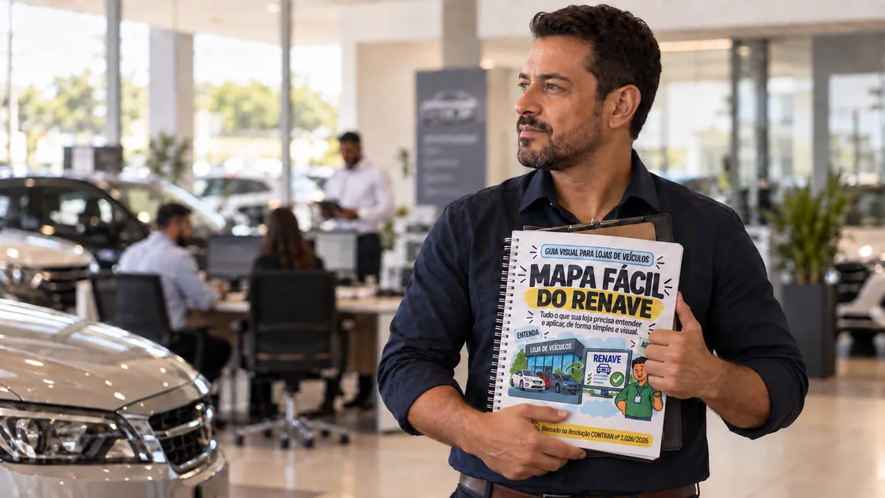 Gestor observando a operação da loja com o guia e uma prancheta em mãos