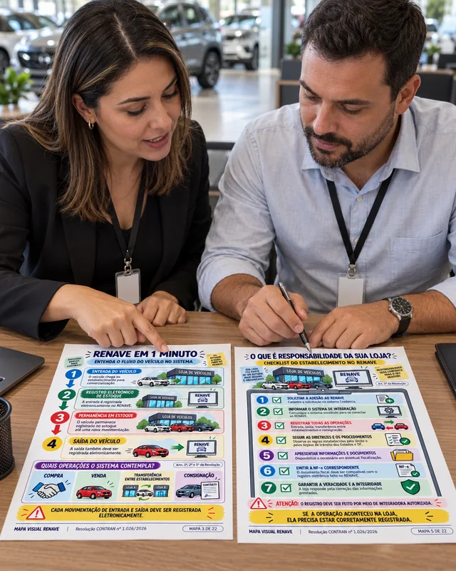 Duas pessoas consultando os mapas durante um treinamento na loja